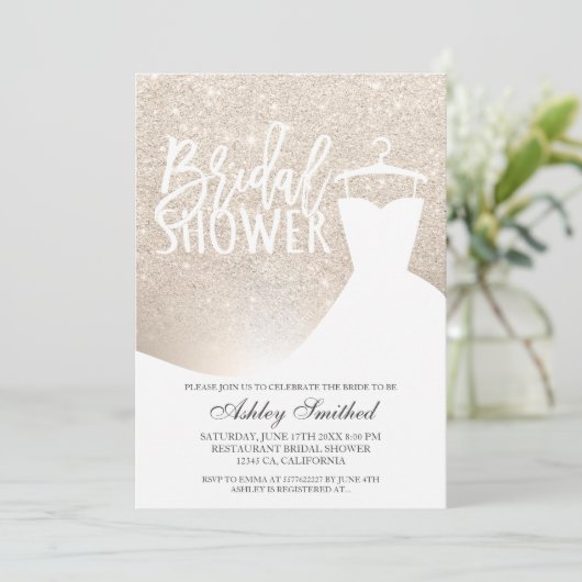 Roos goudglitter ombre foliejurk Vrijgezellenfeest Kaart (Staand voorkant)