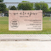 Roos goudglitter ombre logo blush roze We zijn ope Spandoek (Insitu)