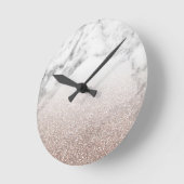 Roos goudglitter op marmer ronde klok (Hoek)