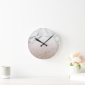 Roos goudglitter op marmer ronde klok (Huis)