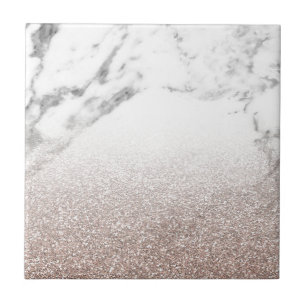 Roos goudglitter op marmer tegeltje