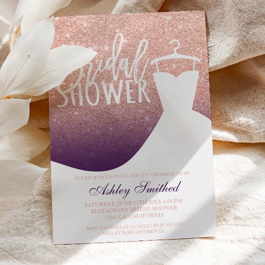 Roos goudglitter paars Vrijgezellenfeest Kaart