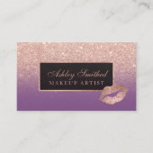 Roos goudglitter paarse ombre make-up visitekaartje (Voorkant)