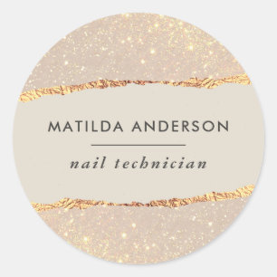 Roos goudglitter roze gierig meisje moderne ronde sticker