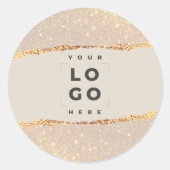 Roos goudglitter roze girale moderne logo ronde sticker (Voorkant)