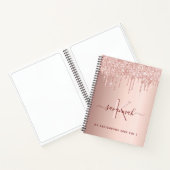 Roos goudglitter roze monogram notitieboek (Binnen)