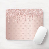 Roos goudglitter roze monogram wekt luxe muismat (Met muis)