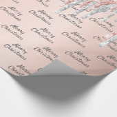 Roos goudglitter roze zilversparren cadeaupapier (Hoek)