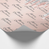 Roos goudglitter roze zilversparren cadeaupapier (Hoek)