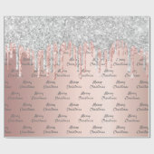 Roos goudglitter roze zilversparren cadeaupapier (Vlak)