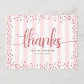 Roos goudglitter script afstuderen bedankt briefkaart (Voorkant)