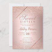 Roos goudglitter script foto metallic Sweet 16 Kaart (Voorkant)
