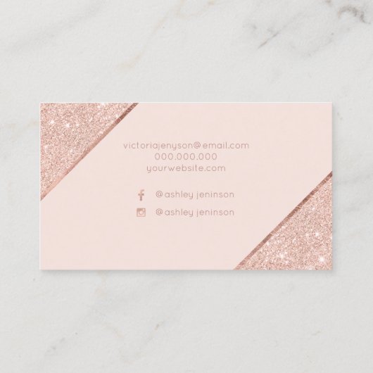 Roos goudglitter script make-up typografie visitekaartje (Achterkant)