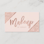Roos goudglitter script make-up typografie visitekaartje (Voorkant)