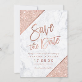 Roos goudglitter script marmer bewaar de datum save the date