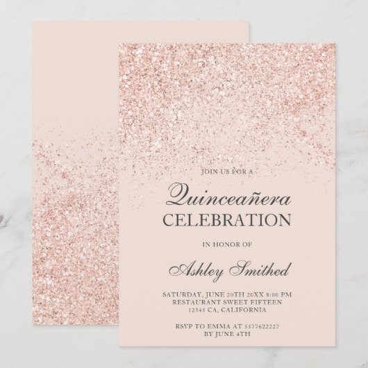 Roos goudglitter smulgator kaart (Voorkant / Achterkant)