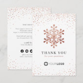 Roos goudglitter Snowflake Kerstmis Bedankkaart (Voorkant / Achterkant)