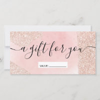 Roos goudglitter spaart roze cadeaubon