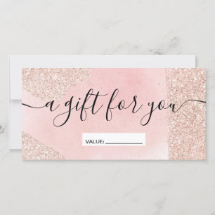 Roos goudglitter spaart roze cadeaubon