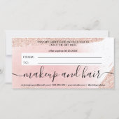 Roos goudglitter spaart roze cadeaubon (Achterkant)