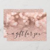 Roos goudglitter spargel elegant gift certificaat (Voorkant / Achterkant)
