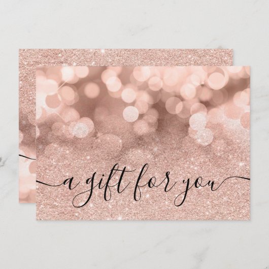 Roos goudglitter spargel elegant gift certificaat (Voorkant / Achterkant)