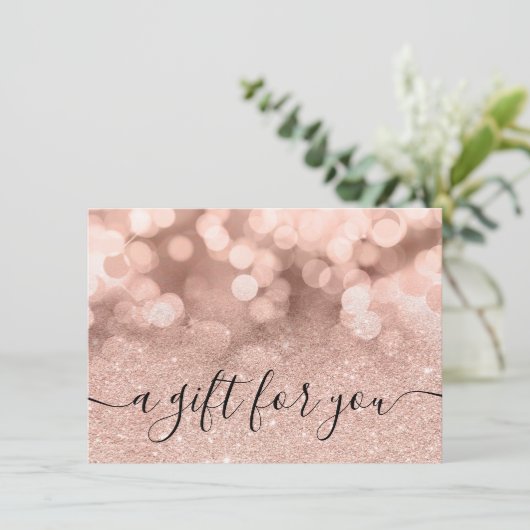 Roos goudglitter spargel elegant gift certificaat (Staand voorkant)