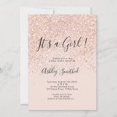 Roos goudglitter speurt roze baby shower kaart (Voorkant)