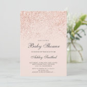 Roos goudglitter spint baby shower kaart (Staand voorkant)