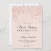 Roos goudglitter spint zestien kaart (Voorkant)