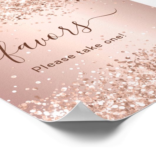 Roos goudglitter-teken gunstiger poster (Hoek)