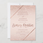 Roos goudglitter typografie bruinkroze bruiloft 2 kaart (Voorkant)