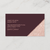 Roos goudglitter-typografie burgundy make-up visitekaartje (Achterkant)