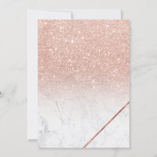 Roos goudglitter-typografie marmering bruiloft kaart (Achterkant)