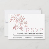 Roos goudglitter verlaat moderne bruiloft RSVP (Voorkant)