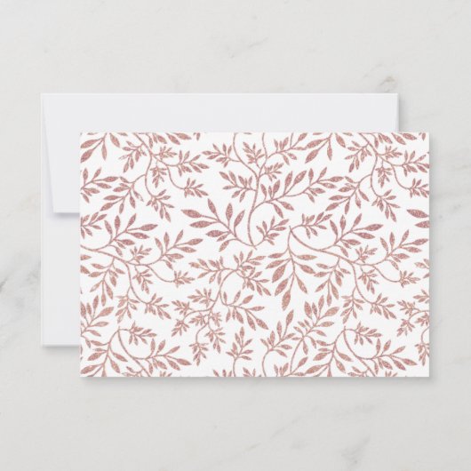 Roos goudglitter verlaat moderne bruiloft RSVP (Achterkant)