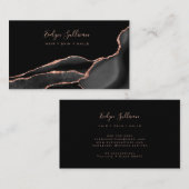 Roos goudglitter-visitekaartje met zwarte rog visitekaartje (Voorkant / Achterkant)