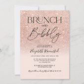 Roos goudglitter vrijgezellenfeest brunch bubbly kaart (Voorkant)