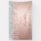 Roos goudglitter zilverspargel spandoek (Verticaal)