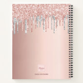 Roos goudglitter zilverzwart-monogram initiaal notitieboek (Achterkant)