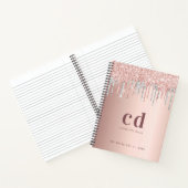 Roos goudglitter zilverzwart-monogram initiaal notitieboek (Binnen)