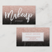 Roos goudglitter zwarte marmer visitekaartje (Voorkant / Achterkant)