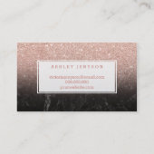 Roos goudglitter zwarte marmer visitekaartje (Achterkant)