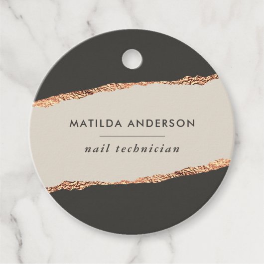 Roos goudglitter zwarte moderne elegante begroting bedankjes labels (Voorkant)