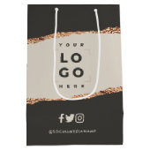 Roos goudglitter zwarte moderne elegante begroting medium cadeauzakje (Achterkant)