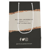 Roos goudglitter zwarte moderne elegante begroting medium cadeauzakje (Achterkant)