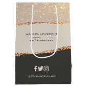 Roos goudglitter zwarte moderne elegante begroting medium cadeauzakje (Achterkant)