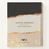 Roos goudglitter zwarte moderne elegante begroting notitieboek (Achterkant)