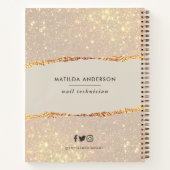 Roos goudglitter zwarte moderne elegante begroting notitieboek (Achterkant)