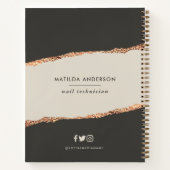 Roos goudglitter zwarte moderne elegante begroting notitieboek (Achterkant)